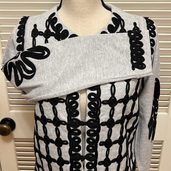 NIC+ZOE Romantic Soutache Knit Jacket in Grey Multi, Size Medium, NWT - Picture 15 of 17